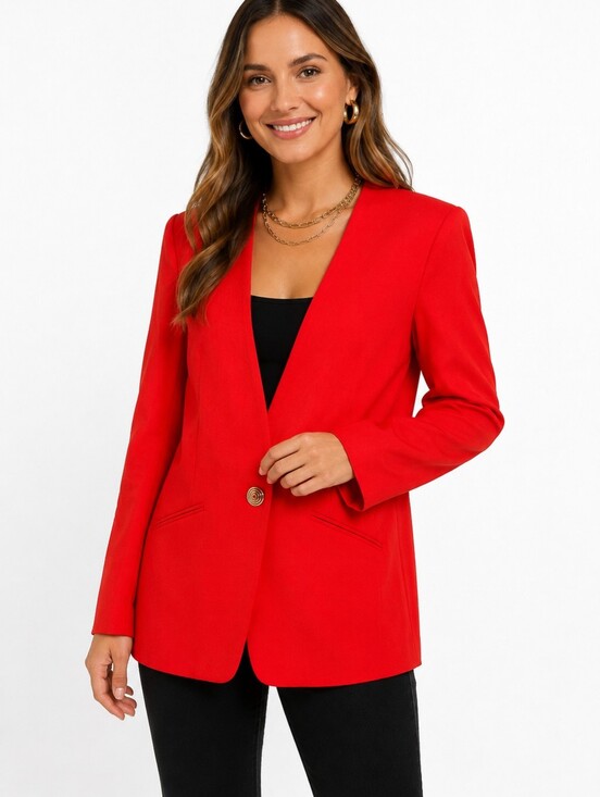 Worthington Jackets & Blazers - Worthington Vintage Coral Red Blazer Button Up Ladies Size 18 Pockets Made  USA